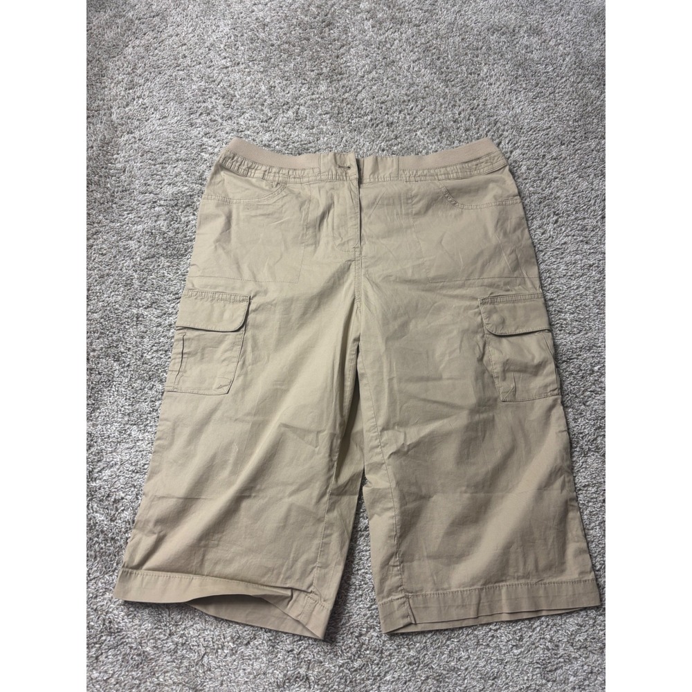 Laura Ashley Kat Kathy Cargo Capri Pants Tan Khaki Size 10 LA3T0400M